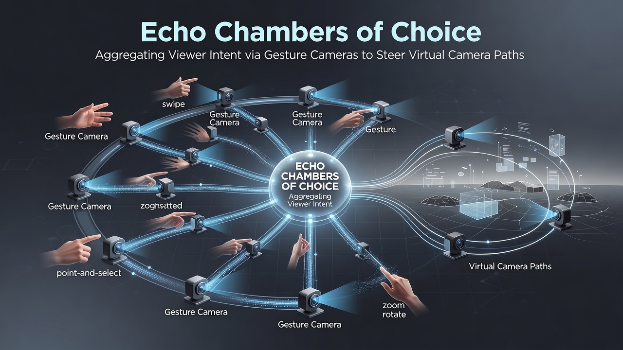 Multiple gesture inputs being aggregated to adjust camera path in an open-world exploration broadcast