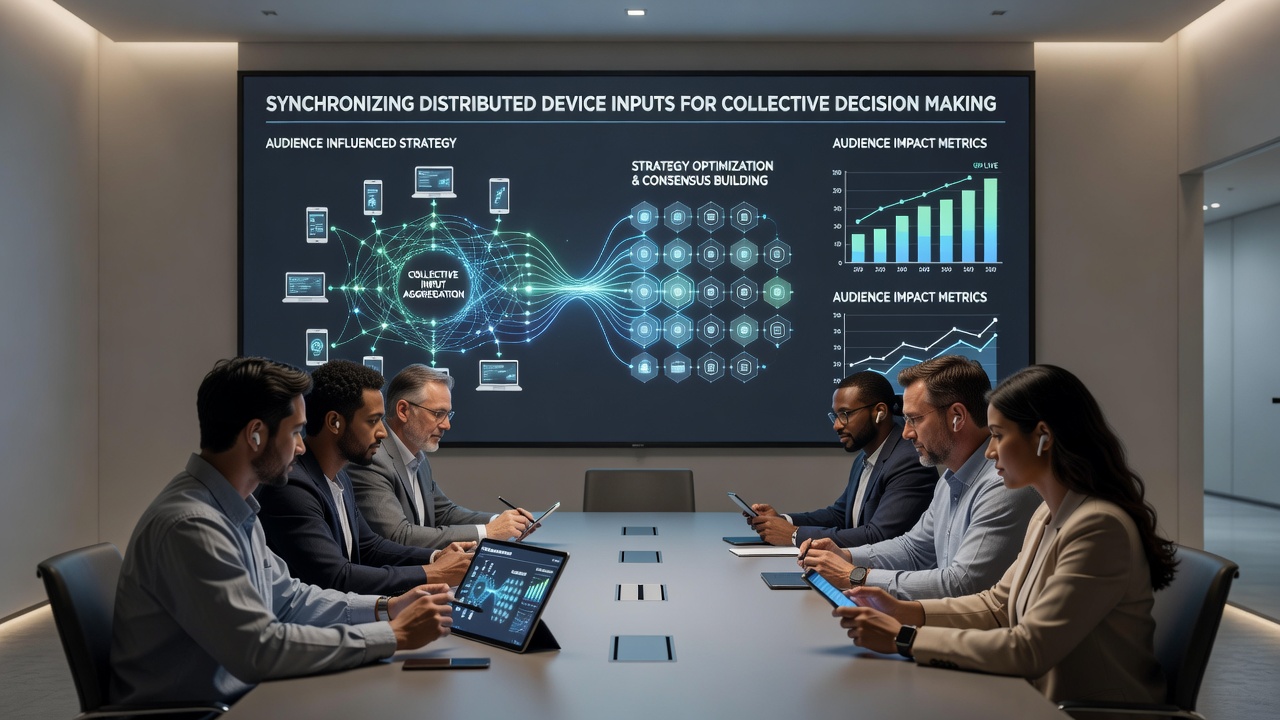 Live dashboard displaying aggregated audience votes influencing a real-time strategy map