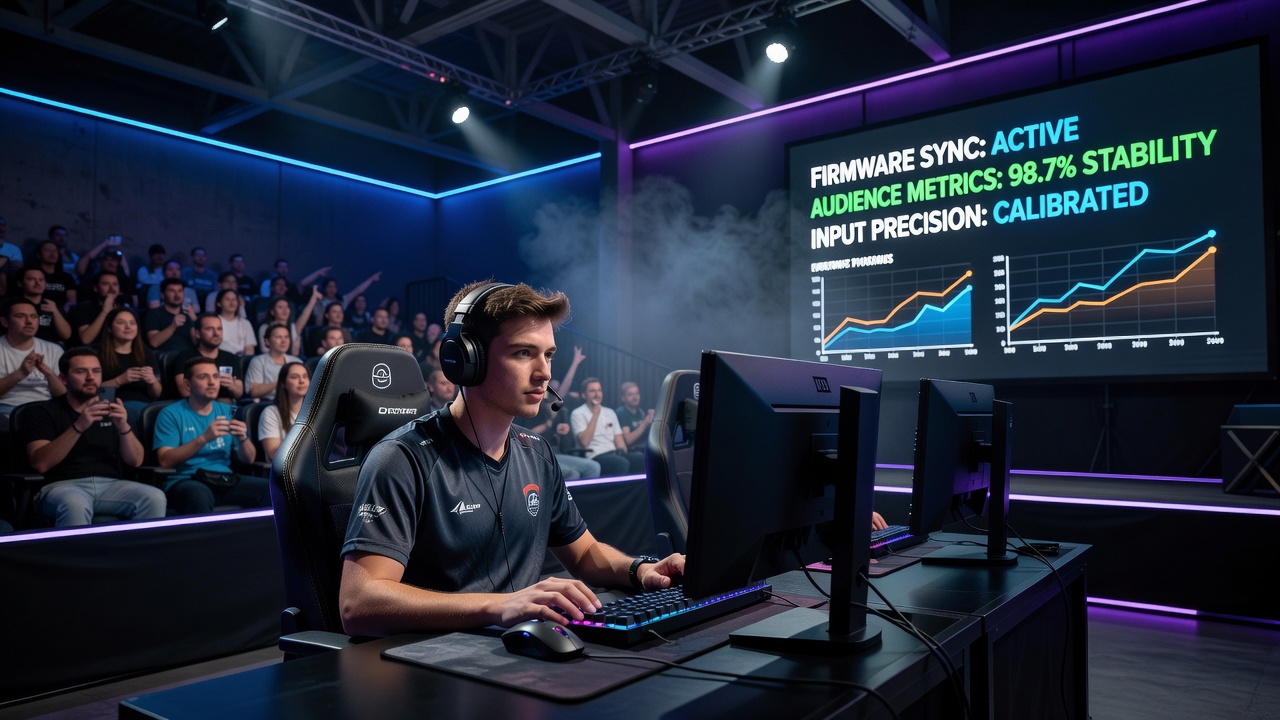 Speedrun competitors using synchronized peripherals during a live event broadcast